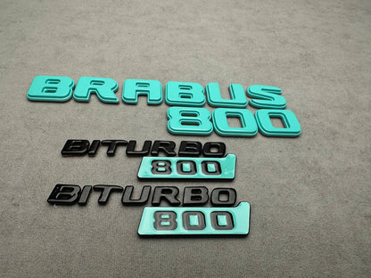 Brabus 800 Style Tiffany Blue Badges Biturbo 800 Emblems Set for Mercedes-Benz W463 W463A W464 G Wagon
