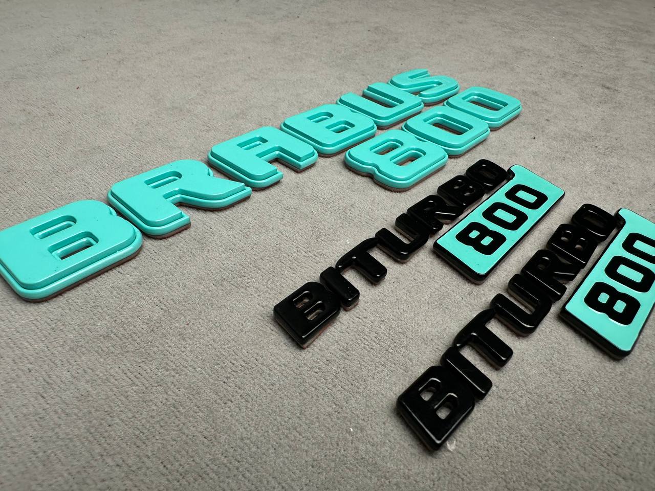 Brabus 800 Style Tiffany Blue Badges Biturbo 800 Emblems Set for Mercedes-Benz W463 W463A W464 G Wagon