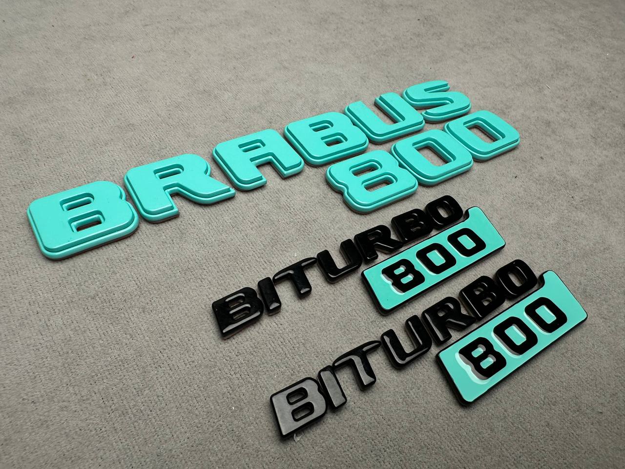 Brabus 800 Style Tiffany Blue Badges Biturbo 800 Emblems Set for Mercedes-Benz W463 W463A W464 G Wagon