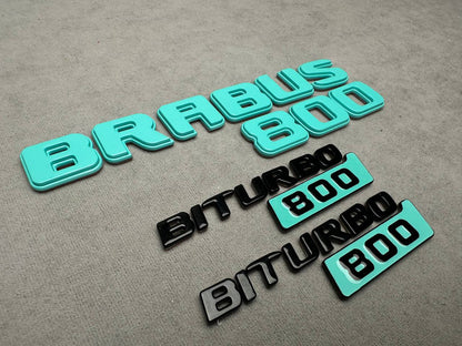 Brabus 800 Style Tiffany Blue Badges Biturbo 800 Emblems Set for Mercedes-Benz W463 W463A W464 G Wagon
