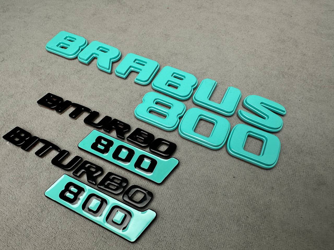 Brabus 800 Style Tiffany Blue Badges Biturbo 800 Emblems Set for Mercedes-Benz W463 W463A W464 G Wagon