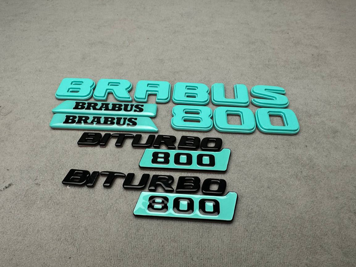 Brabus 800 Style Tiffany Blue Badges Emblems Set for Mercedes-Benz W463 W463A W464 G Wagon