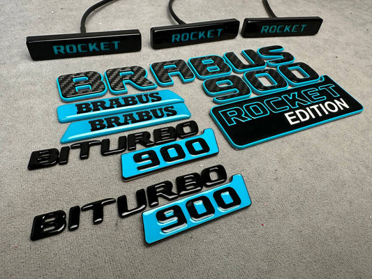 Brabus 900 Rocket Edition Style Blue Emblem Set for Mercedes-Benz Cars G Wagon W463A W465