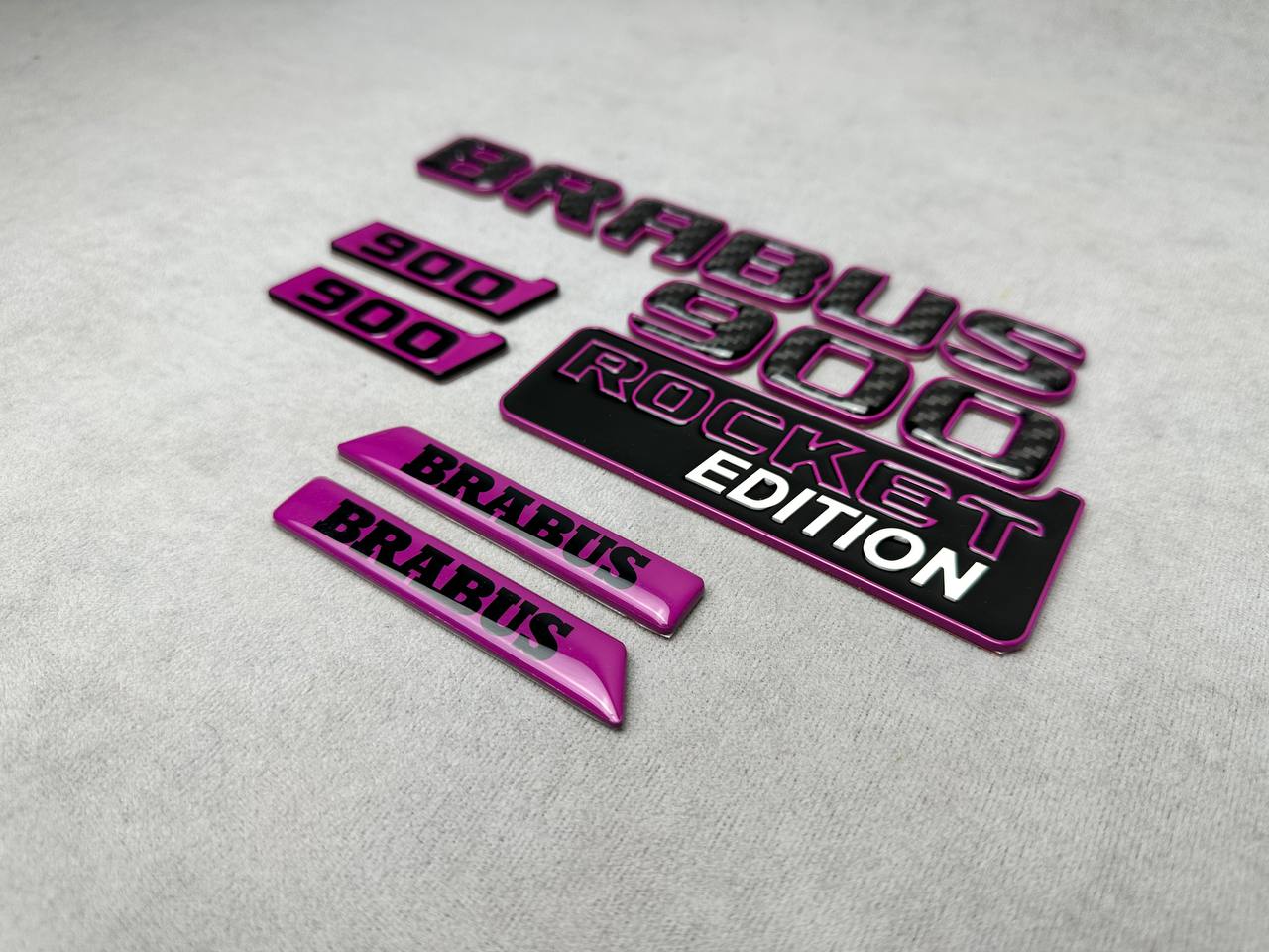 Brabus 900 Rocket Edition Style Emblems Violet Black Metal and Carbon Badges for Mercedes-Benz Cars G Wagon