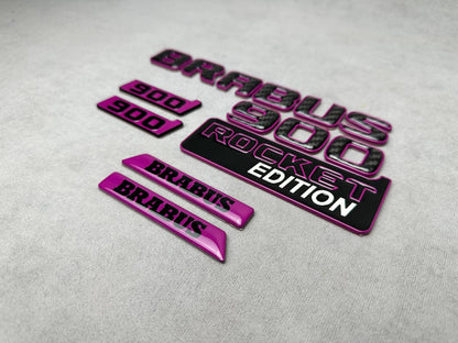Brabus 900 Rocket Edition Style Emblems Violet Black Metal and Carbon Badges for Mercedes-Benz Cars G Wagon