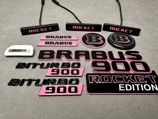 Brabus 900 Rocket Edition Style Pink Emblem Set for Mercedes-Benz Cars G Wagon W463A W465