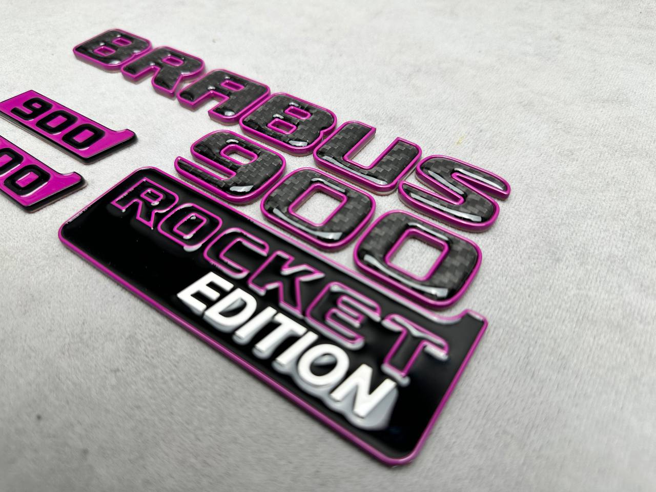 Brabus 900 Style Violet Metal and Carbon Badges Emblems Set for Mercedes-Benz W463 W463A W465 G Wagon