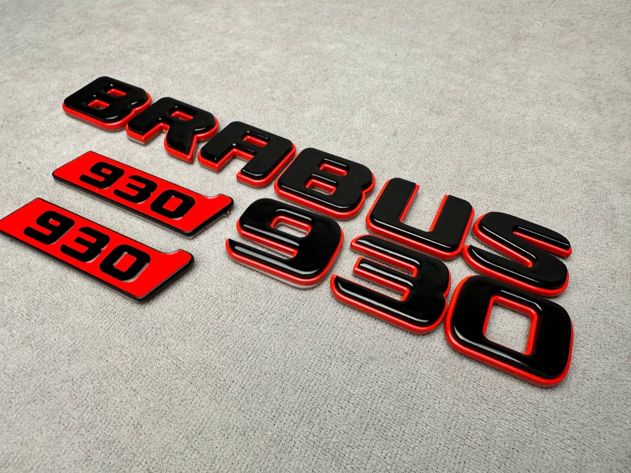 Brabus 930 Style Emblems Black with Red Metal Badges for Mercedes-Benz Cars G Wagon W463A W465 GT GLS GLC GLE