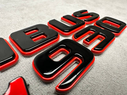 Brabus 930 Style Emblems Black with Red Metal Badges for Mercedes-Benz Cars G Wagon W463A W465 GT GLS GLC GLE