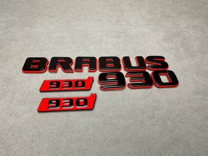 Brabus 930 Style Emblems Black with Red Metal Badges for Mercedes-Benz Cars G Wagon W463A W465 GT GLS GLC GLE