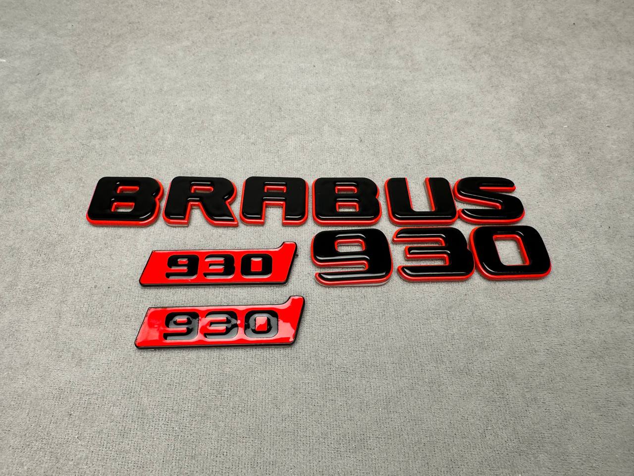 Brabus 930 Style Emblems Black with Red Metal Badges for Mercedes-Benz Cars G Wagon W463A W465 GT GLS GLC GLE