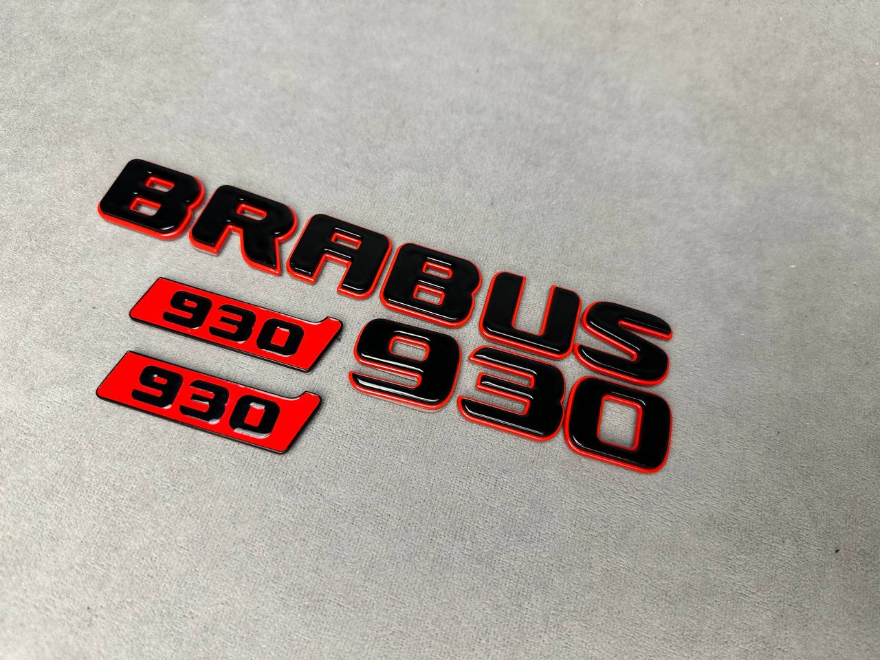 Brabus 930 Style Emblems Black with Red Metal Badges for Mercedes-Benz Cars G Wagon W463A W465 GT GLS GLC GLE