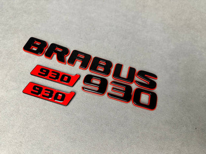 Brabus 930 Style Emblems Black with Red Metal Badges for Mercedes-Benz Cars G Wagon W463A W465 GT GLS GLC GLE
