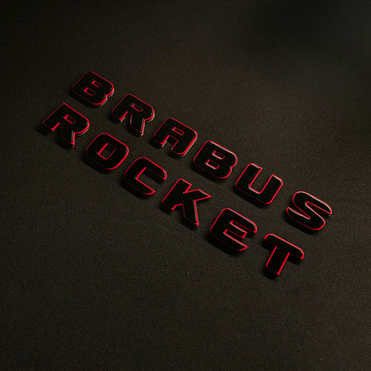 Brabus Style Rocket Rear Emblems Black with Red Badges for Mercedes-Benz Cars G Wagon