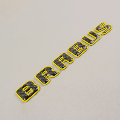Brabus Style Yellow Metal with Carbon Badges Emblems Set for Mercedes-Benz W463 W463A W464