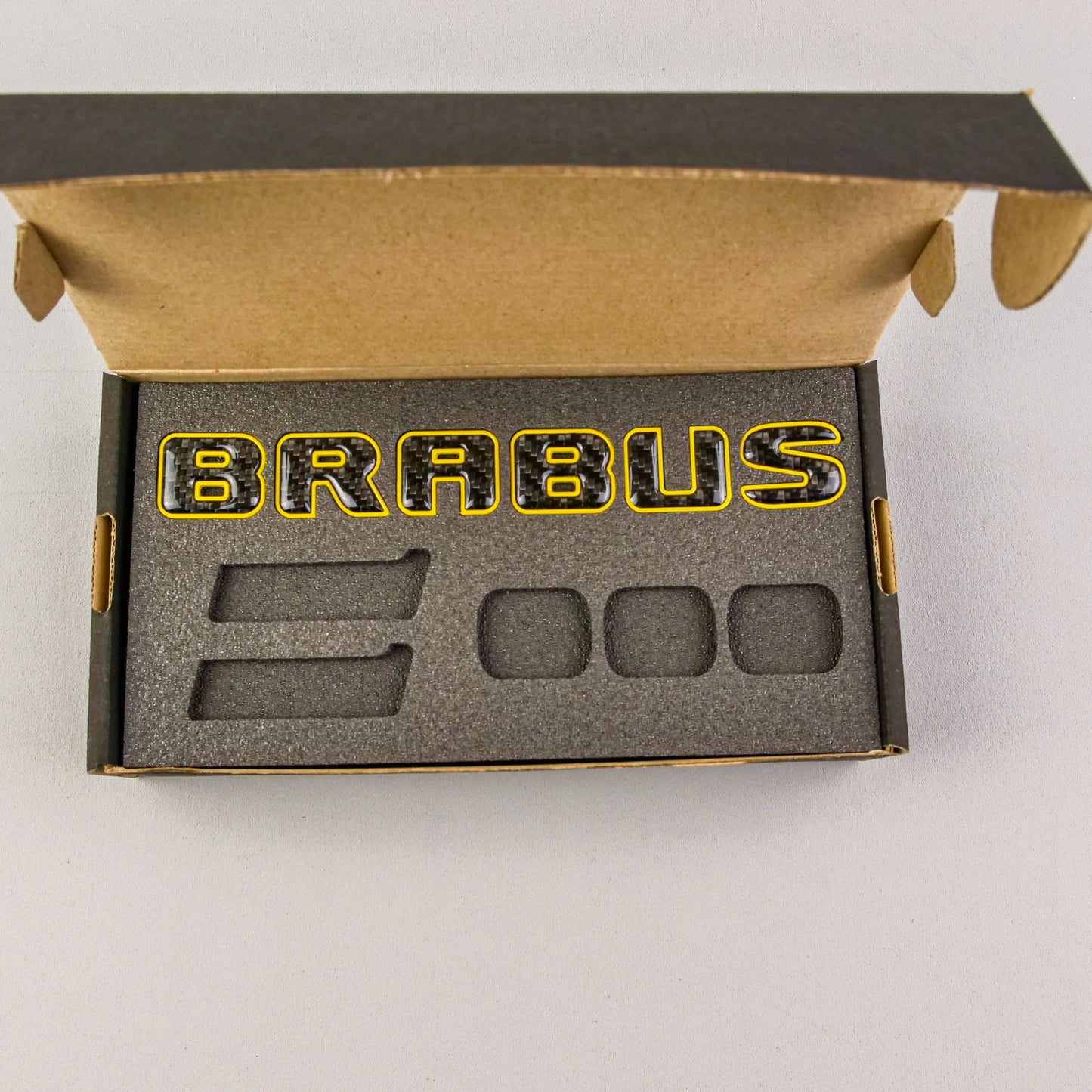 Brabus Style Yellow Metal with Carbon Badges Emblems Set for Mercedes-Benz W463 W463A W464