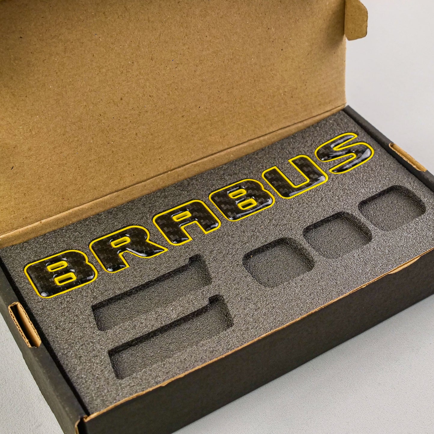 Brabus Style Yellow Metal with Carbon Badges Emblems Set for Mercedes-Benz W463 W463A W464