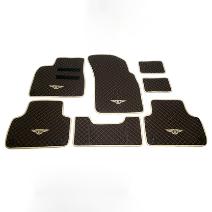 Floor Mats Eco Brown Leather White Embroidery made for Bentley Bentayga