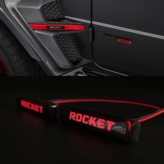 G Wagon LED Fender Emblem Rocket Style Red Logo for Mercedes w463a w464 2pcs