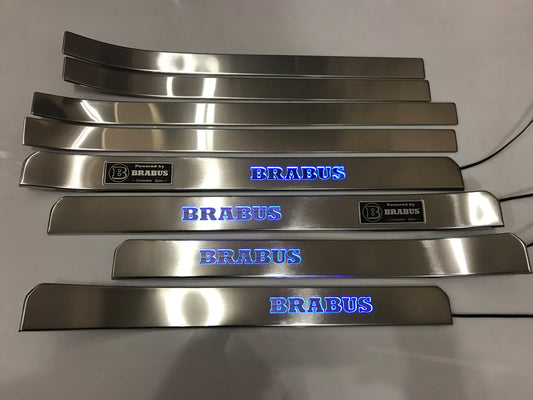 W221 Scuff Plates LED Brabus Style Stainless Steel Door Sills made for S-Class