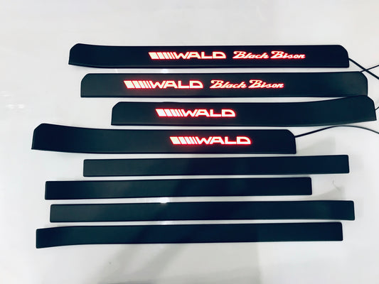 W221 Scuff Plates LED WALD Black Bison Style Stainless Steel Door Sills made for S-Class