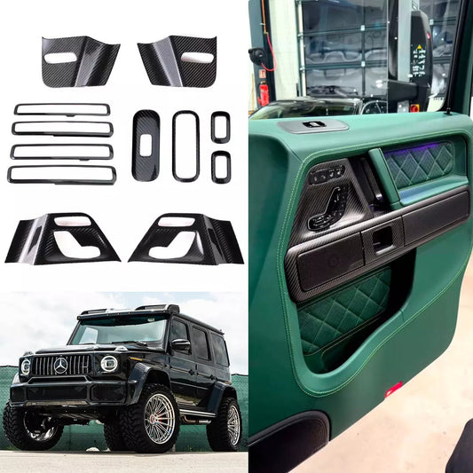 Interior Door Card Trim Set Carbon Fiber Overlays for G Class W463A