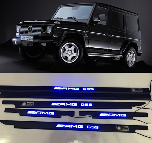 Matte Black Stainless Steel LED Door Sills G55 AMG Style for W463 G-Class G Wagon