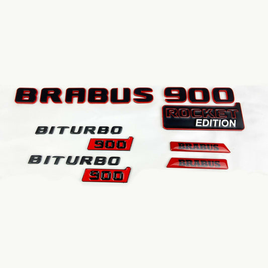 Mercedes Brabus Biturbo 900 Edition Metal Emblem Badges FULL Red Set ROCKET