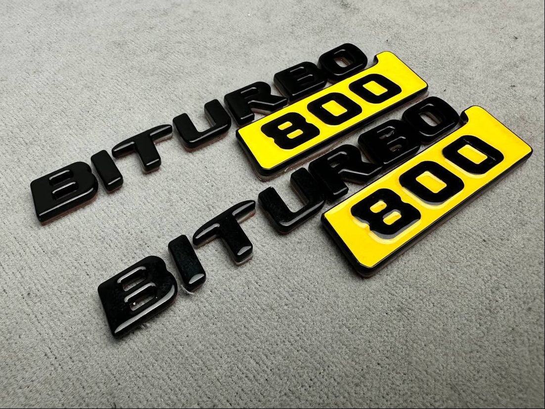 Mercedes S E C G GT Brabus Style Biturbo 800 Yellow Metal Emblem Logo Badges Set G Wagon