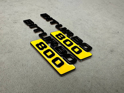 Mercedes S E C G GT Brabus Style Biturbo 800 Yellow Metal Emblem Logo Badges Set G Wagon