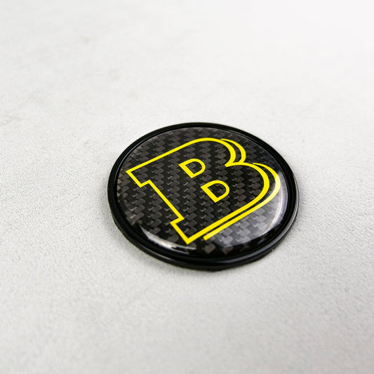 Metal Carbon Brabus Style Badge Yellow Logo Emblem 55mm for Hood Trunk Mercedes-Benz G-Wagon G-Class W463