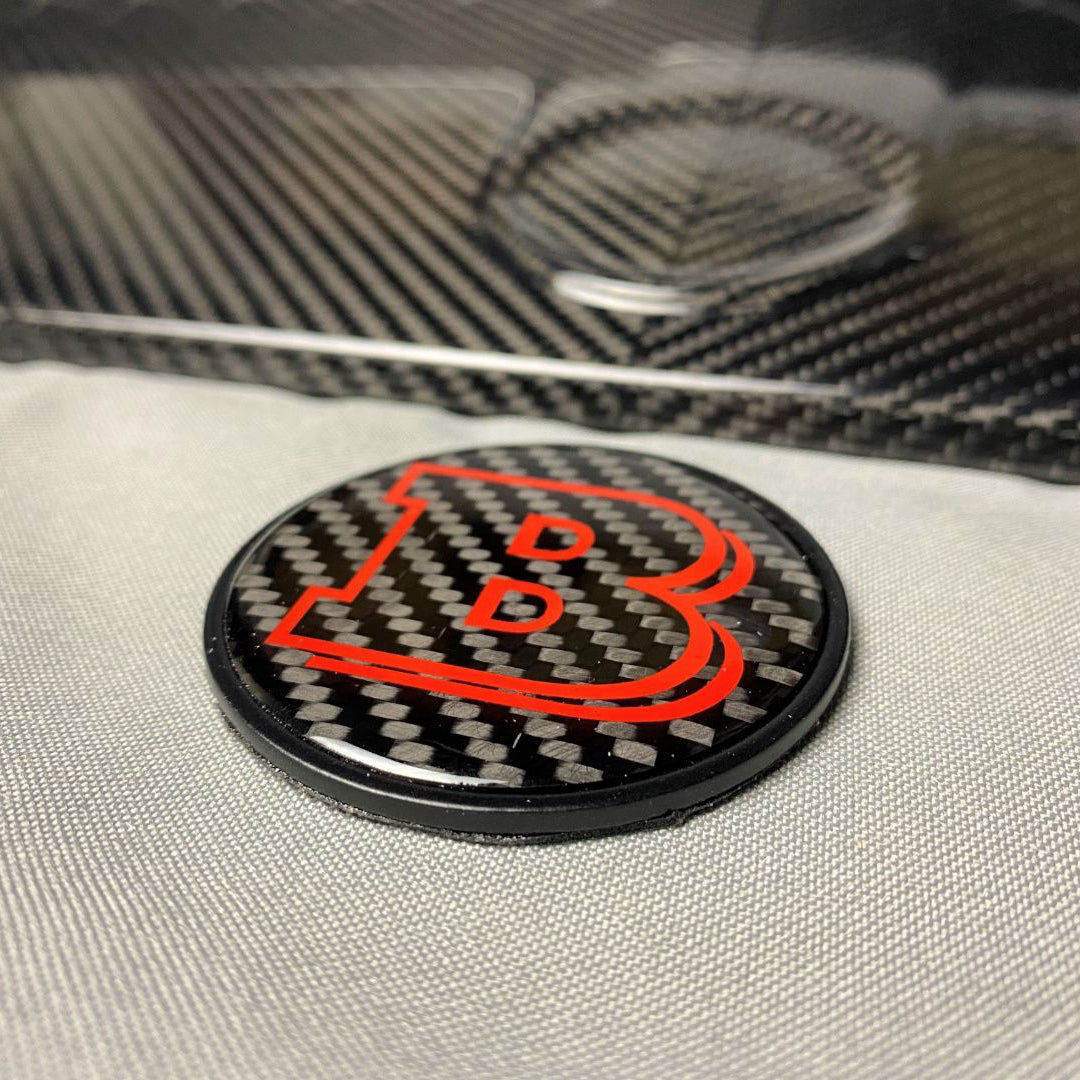 Metal Carbon Red Brabus Style Badge Logo Emblem 55mm for Hood Trunk Mercedes-Benz G Wagon G-Class W463