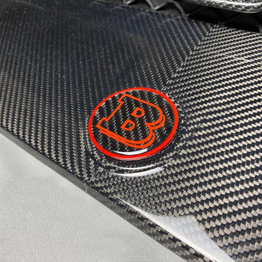 Red Metal Carbon Brabus Style Badge Logo Emblem 55mm for Hood Trunk Mercedes-Benz G-Wagon G-Class W463