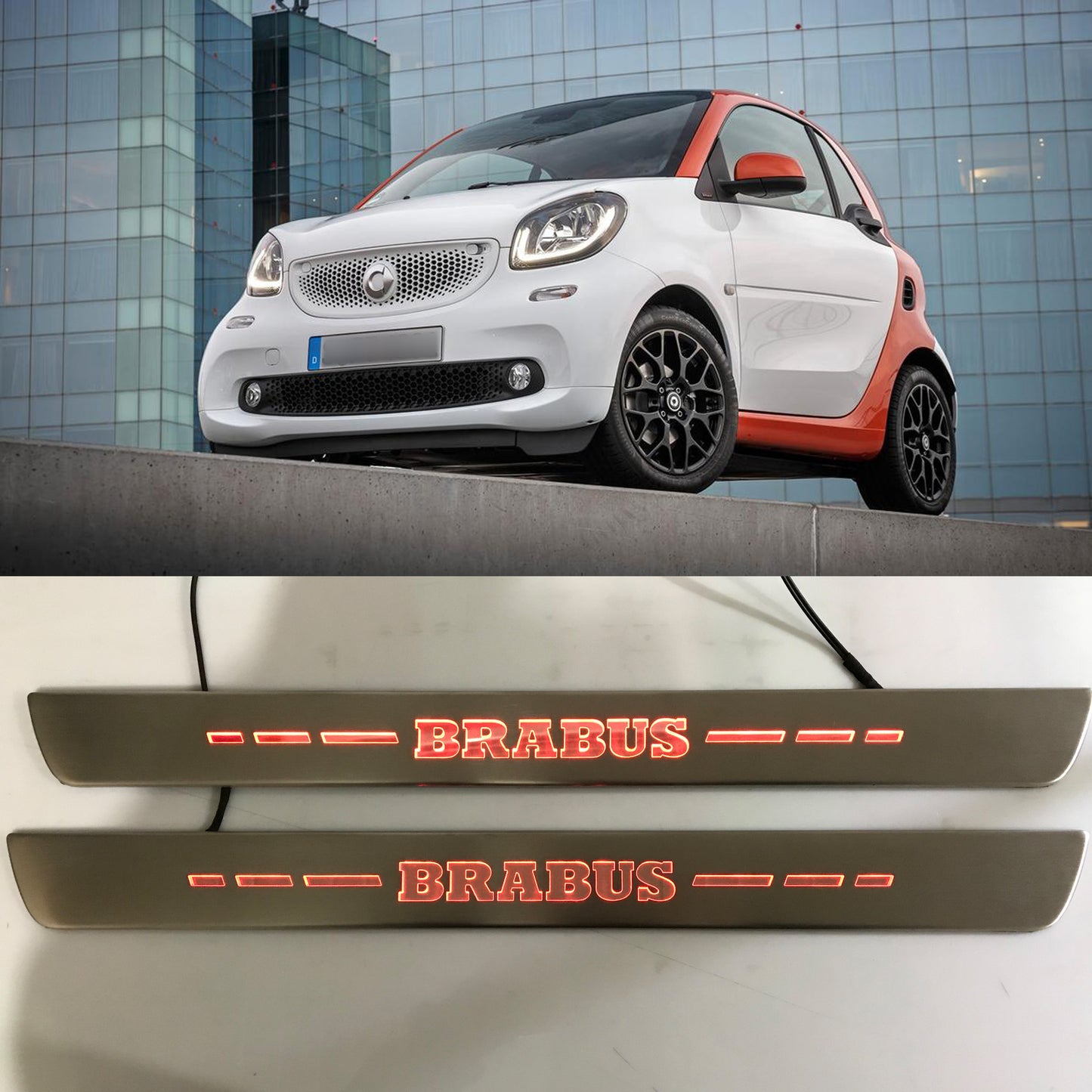 LED Door Sills Scuff Plates Brabus Smart 453 Fortwo