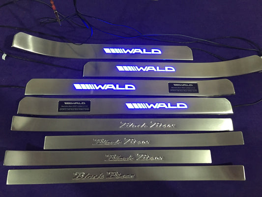 W221 Scuff Plates LED WALD Black Bison Style Stainless Steel Door Sills made for S-Class