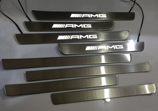 W222 Scuff Plates AMG LED Stainless Steel Door Sills made for S-Class