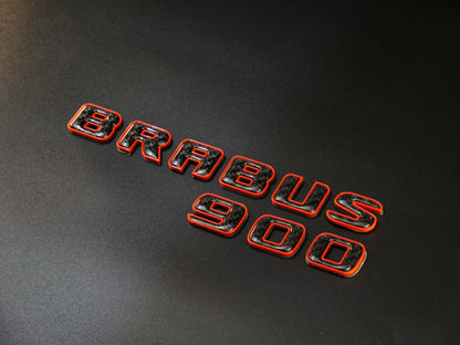 Brabus 900 Orange Metal with Carbon Badges Emblems Set for Mercedes-Benz W463 W463A W464