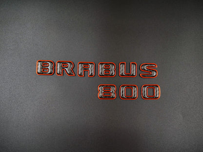 Brabus 800 Orange Metal with Carbon Badges Emblems Set for Mercedes-Benz W463 W463A W464