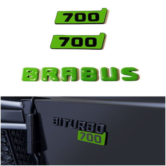 Brabus 700 Style Green Logo Badges Emblems Set for Mercedes-Benz Vehicles