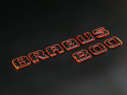 Brabus 800 Orange Metal with Carbon Badges Emblems Set for Mercedes-Benz W463 W463A W464