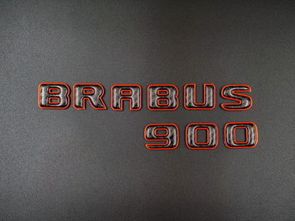 Brabus 900 Orange Metal with Carbon Badges Emblems Set for Mercedes-Benz W463 W463A W464