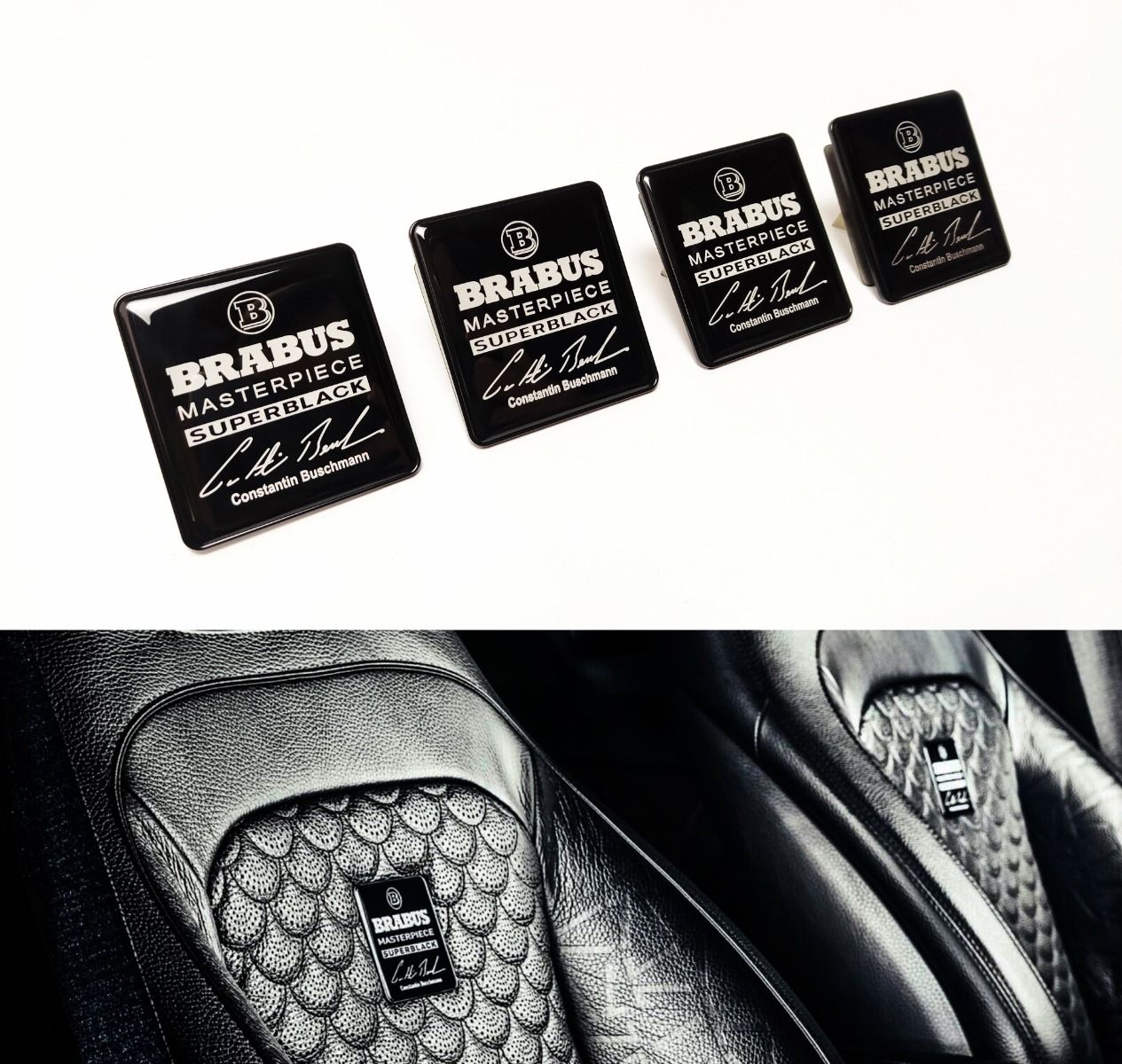 Brabus Style Superblack Masterpiece Seat Metal Emblems Set 4 pcs Mercedes-Benz W463A G-Class
