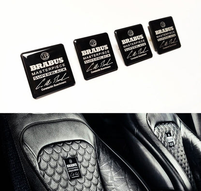 Brabus Style Superblack Masterpiece Seat Metal Emblems Set 4 pcs Mercedes-Benz W463A G-Class