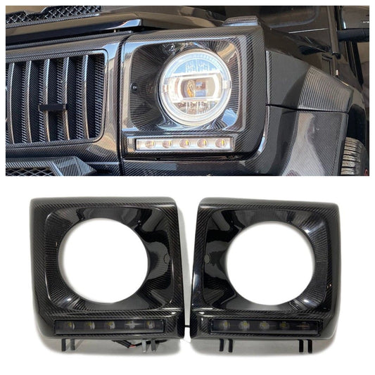 Mercedes-Benz W463 G-Wagon Carbon Fiber Headlight Frames with LED