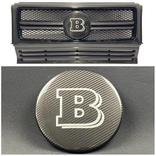 Carbon Fiber Front Grill Badge Emblem Logo Brabus Style for Mercedes-Benz G-Wagon G-Class W463
