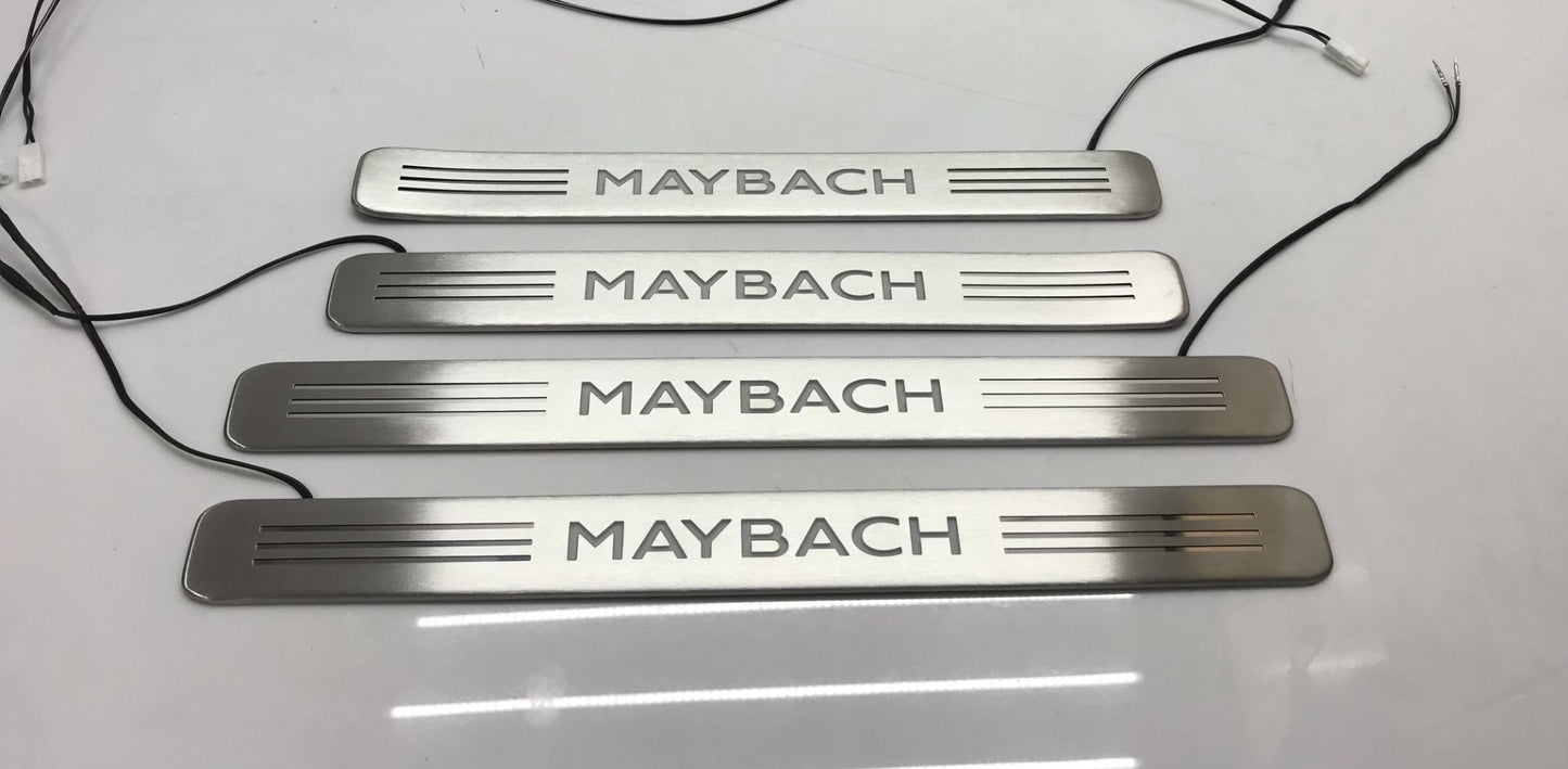 W223 Scuff Plates Maybach Style LED Door Sills Set of 8 pcs for S-Class