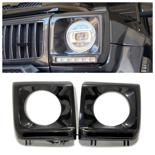 Mercedes-Benz W463 G-Wagon Carbon Fiber Front Headlight Covers Set