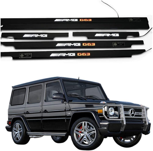 Mercedes-Benz W463 G-Class G Wagon G63 AMG Style Matte Black Stainless Steel LED Door Sills Set 5 pcs