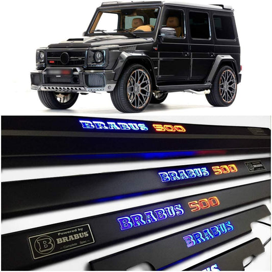 Mercedes-Benz W463 G-Class G Wagon Brabus 500 Style Matte Black Stainless Steel LED Door Sills Set 5 pcs