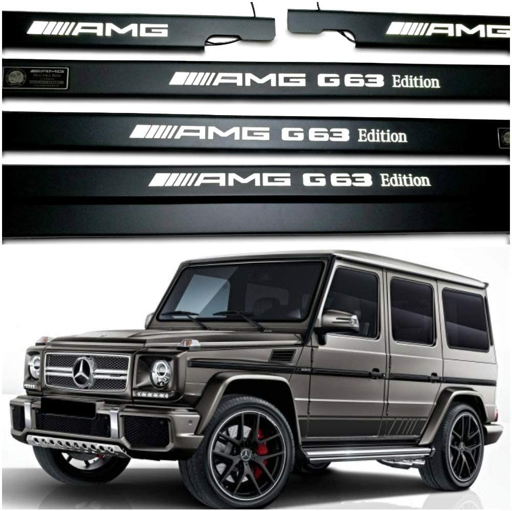 Mercedes-Benz W463 G-Class G Wagon AMG Style G63 Edition Matte Black Stainless Steel LED Door Sills Set 5 pcs